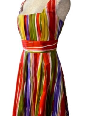 Calvin Klein Whimsical Fairy Festival Colorful Bold Artsy Sleeveless Dress